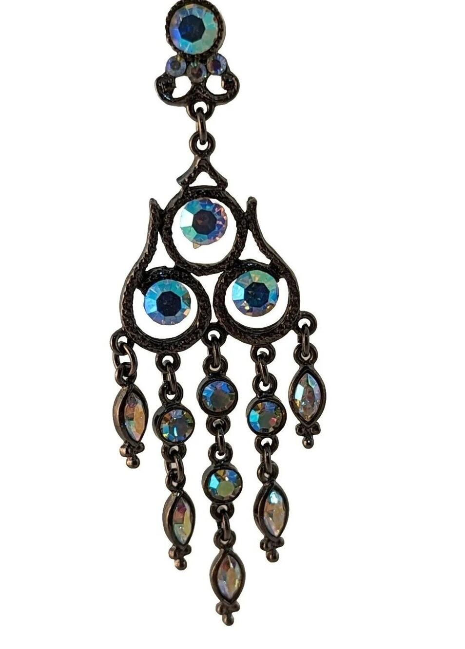 Chandelier Aurora Earrings Dark Metal Posts. + Disk Backs For Stability Estate